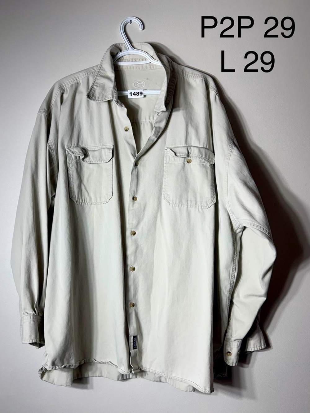 Vintage Cherokee Men’s Beige Khaki Button-Up Overshirt XL/XXL Workwear Utility